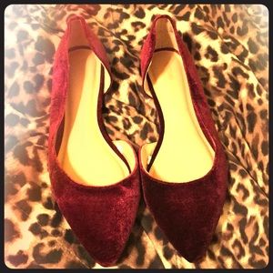 Wine colored velvet flats